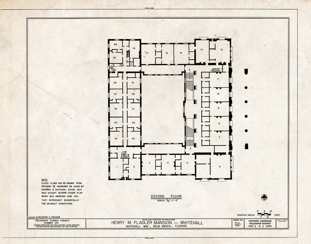Blueprint HABS FLA,50-Palm,11- (Sheet 2 of 2) - Henry M. Flagler Mansion, Whitehall Way, Palm Beach, Palm Beach County, FL