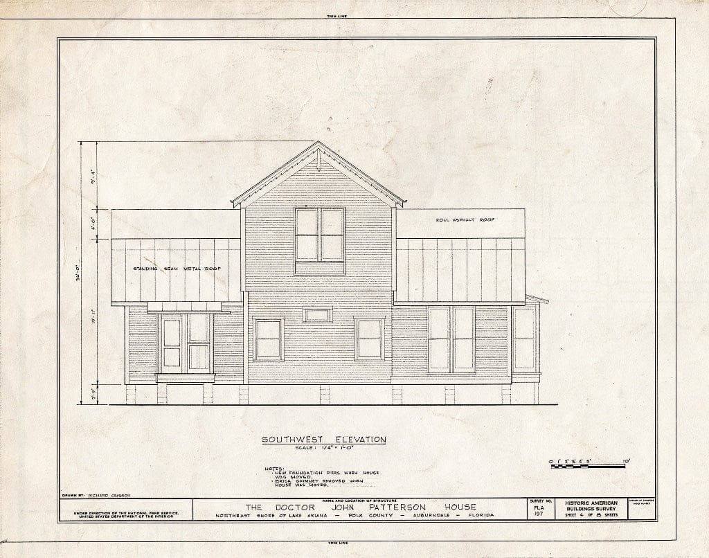 Blueprint HABS FLA,53-AUB,1- (Sheet 4 of 8) - Dr. John Patterson House, Northeast Ariana Estates, Auburndale, Polk County, FL