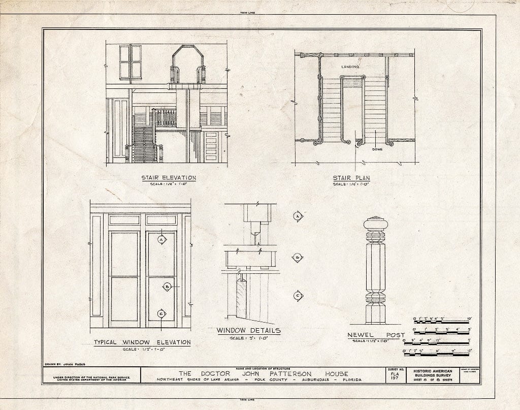 Blueprint HABS FLA,53-AUB,1- (Sheet 8 of 8) - Dr. John Patterson House, Northeast Ariana Estates, Auburndale, Polk County, FL