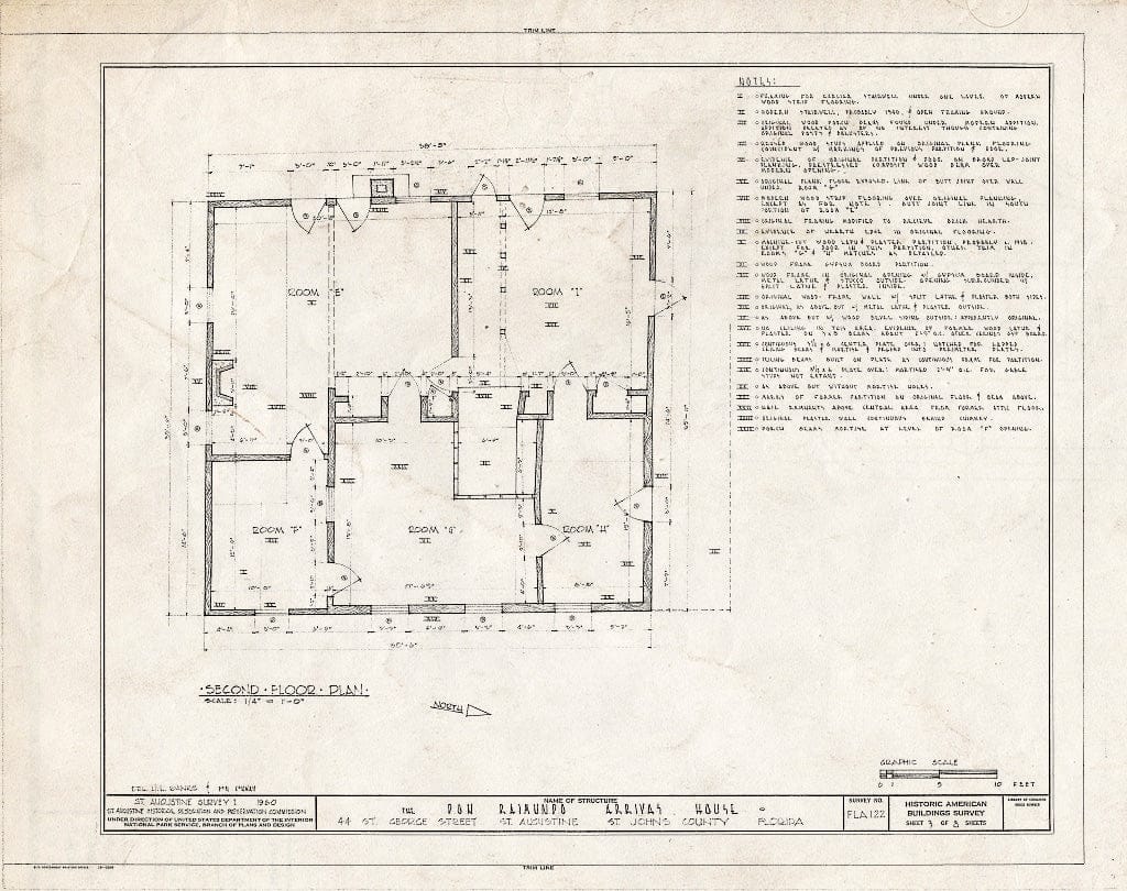 Blueprint HABS FLA,55-SAUG,23- (Sheet 3 of 10) - Don Raimundo Arrivas House, 44 South George Street, Saint Augustine, St. Johns County, FL