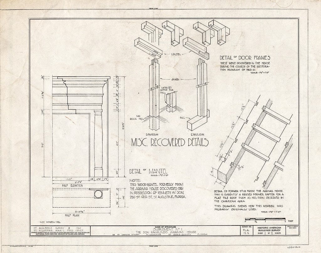 Blueprint HABS FLA,55-SAUG,23- (Sheet 10 of 10) - Don Raimundo Arrivas House, 44 South George Street, Saint Augustine, St. Johns County, FL