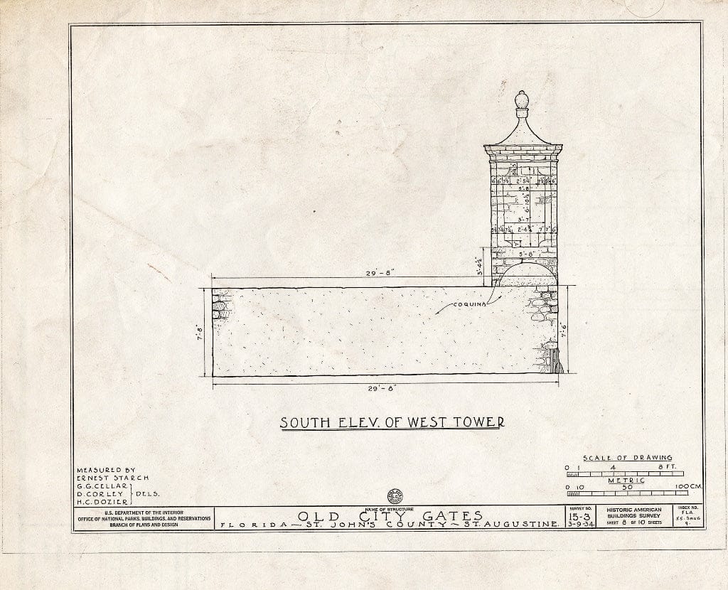 Blueprint HABS FLA,55-SAUG,9- (Sheet 8 of 10) - City Gate, Orange Street, Saint Augustine, St. Johns County, FL