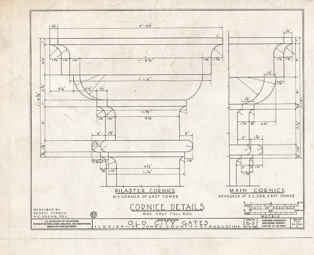 Blueprint HABS FLA,55-SAUG,9- (Sheet 10 of 10) - City Gate, Orange Street, Saint Augustine, St. Johns County, FL