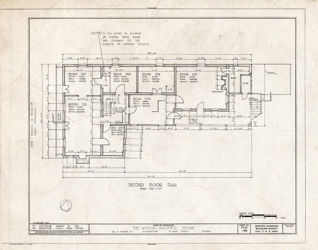 Blueprint HABS FLA,55-SAUG,33- (Sheet 3 of 4) - DE Mesa-Sanchez House, 43 Saint George Street, Saint Augustine, St. Johns County, FL