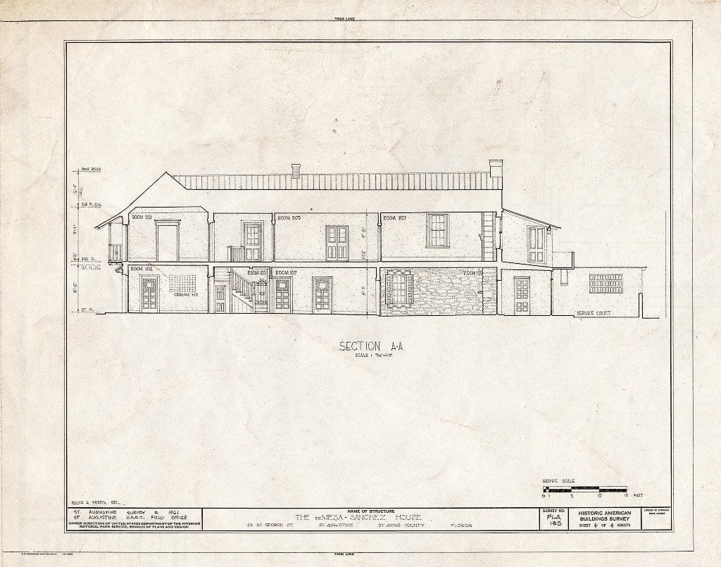 Blueprint HABS FLA,55-SAUG,33- (Sheet 4 of 4) - DE Mesa-Sanchez House, 43 Saint George Street, Saint Augustine, St. Johns County, FL