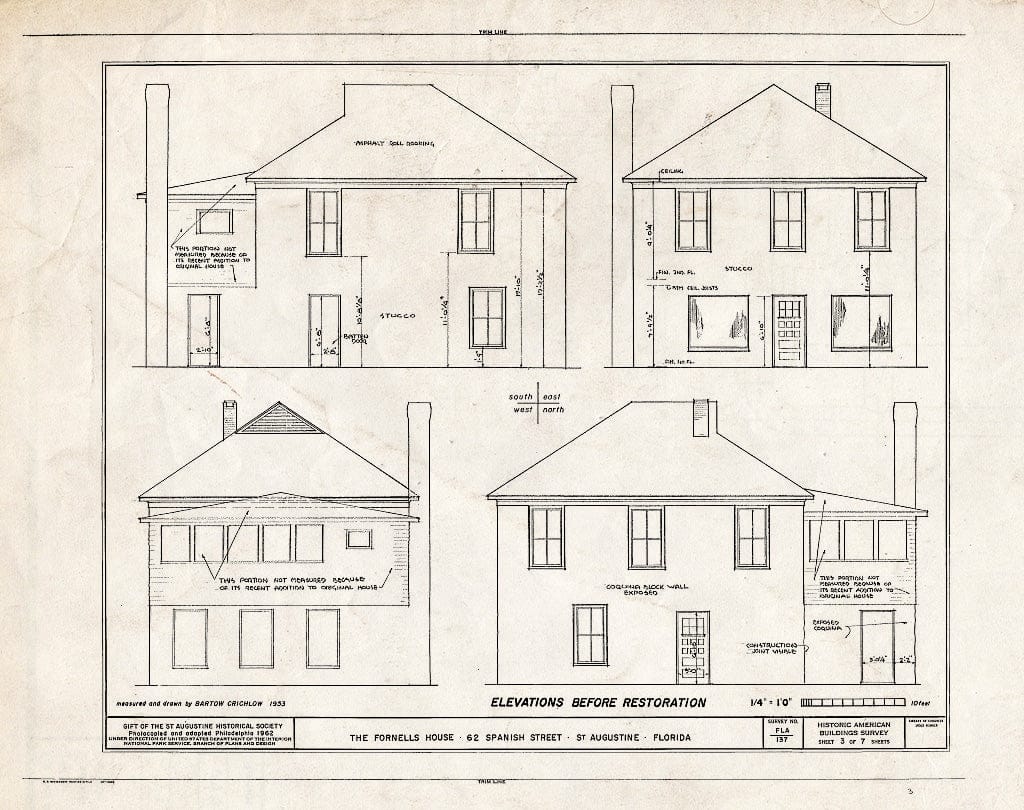 Blueprint HABS FLA,55-SAUG,35- (Sheet 3 of 7) - Don Pedro Fornells House, 62 Spanish Street, Saint Augustine, St. Johns County, FL
