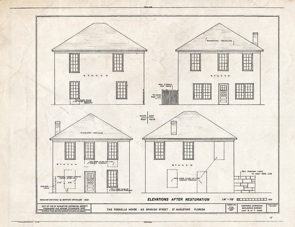 Blueprint HABS FLA,55-SAUG,35- (Sheet 5 of 7) - Don Pedro Fornells House, 62 Spanish Street, Saint Augustine, St. Johns County, FL