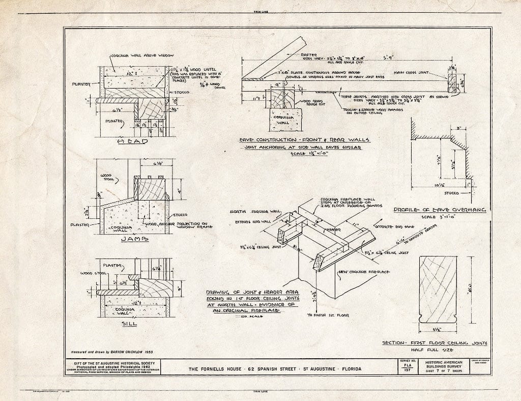Blueprint HABS FLA,55-SAUG,35- (Sheet 7 of 7) - Don Pedro Fornells House, 62 Spanish Street, Saint Augustine, St. Johns County, FL