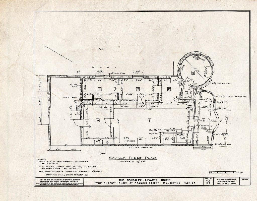 Blueprint HABS FLA,55-SAUG,11- (Sheet 3 of 7) - Gonzalez-Alvarez House, 14 Saint Francis Street, Saint Augustine, St. Johns County, FL