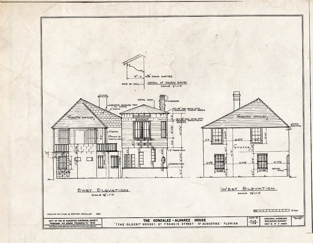 Blueprint HABS FLA,55-SAUG,11- (Sheet 5 of 7) - Gonzalez-Alvarez House, 14 Saint Francis Street, Saint Augustine, St. Johns County, FL