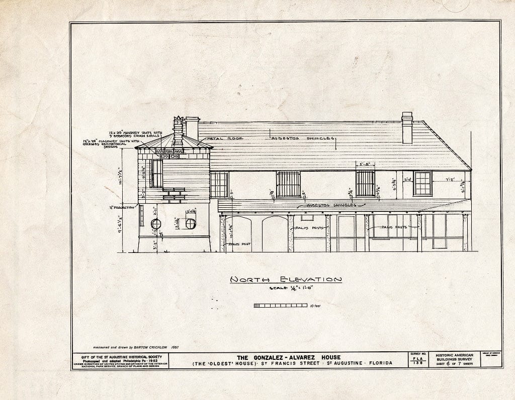Blueprint HABS FLA,55-SAUG,11- (Sheet 6 of 7) - Gonzalez-Alvarez House, 14 Saint Francis Street, Saint Augustine, St. Johns County, FL