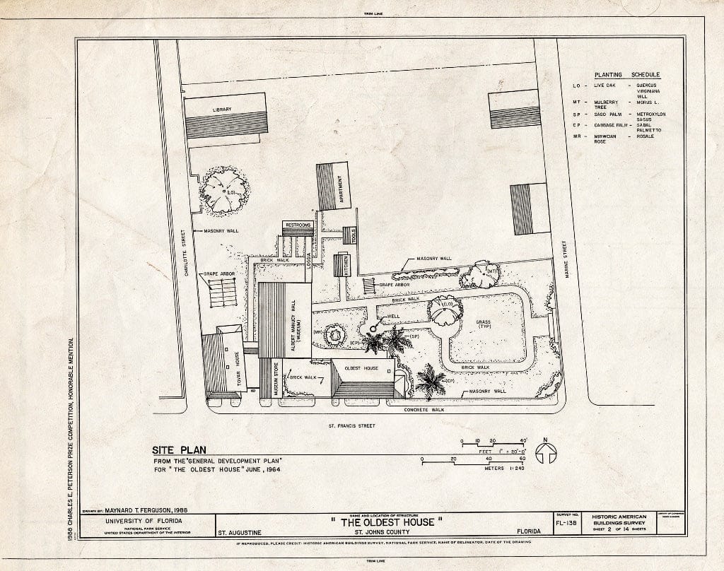 Blueprint HABS FLA,55-SAUG,11- (Sheet 2 of 14) - Gonzalez-Alvarez House, 14 Saint Francis Street, Saint Augustine, St. Johns County, FL