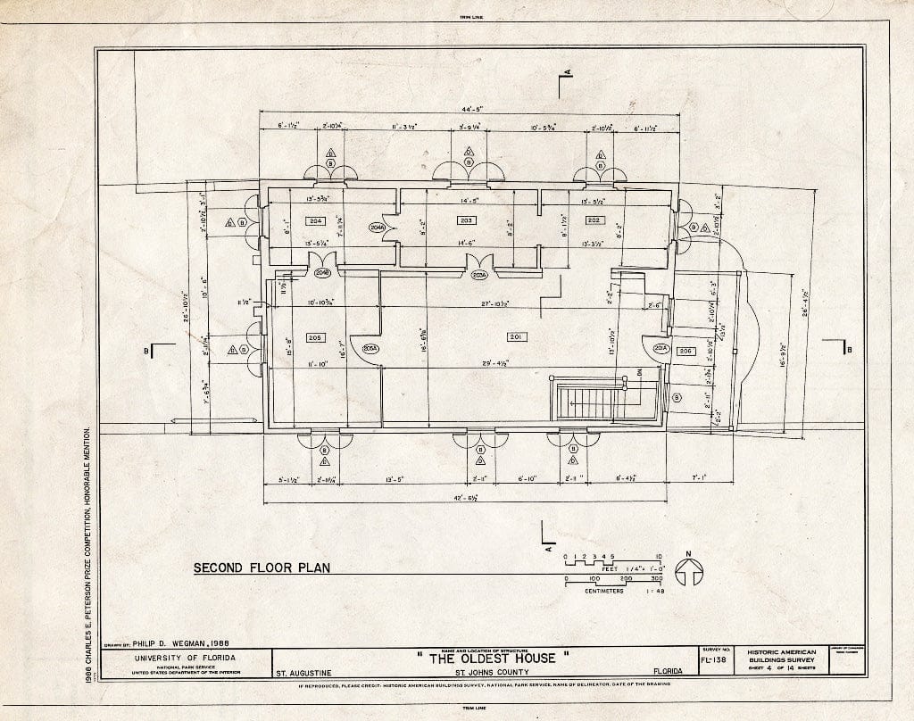 Blueprint HABS FLA,55-SAUG,11- (Sheet 4 of 14) - Gonzalez-Alvarez House, 14 Saint Francis Street, Saint Augustine, St. Johns County, FL