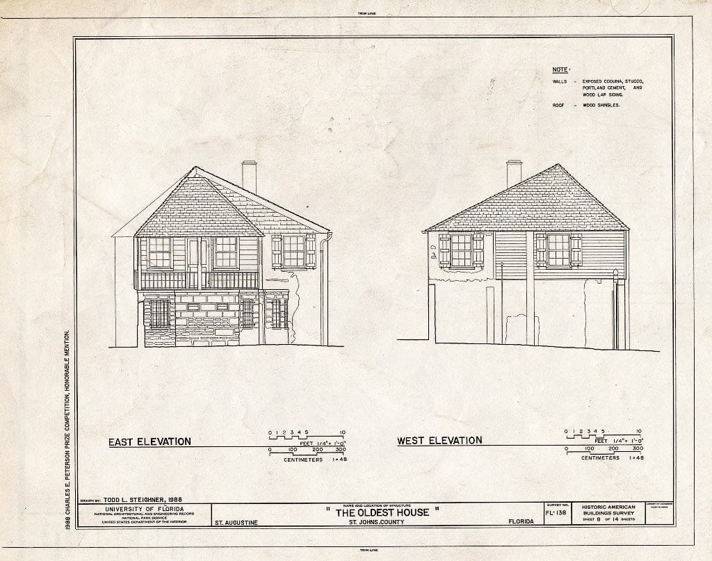 Blueprint HABS FLA,55-SAUG,11- (Sheet 8 of 14) - Gonzalez-Alvarez House, 14 Saint Francis Street, Saint Augustine, St. Johns County, FL