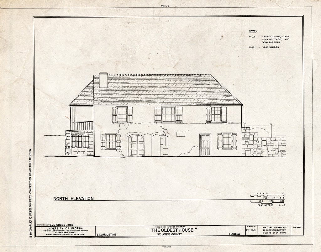 Blueprint HABS FLA,55-SAUG,11- (Sheet 9 of 14) - Gonzalez-Alvarez House, 14 Saint Francis Street, Saint Augustine, St. Johns County, FL