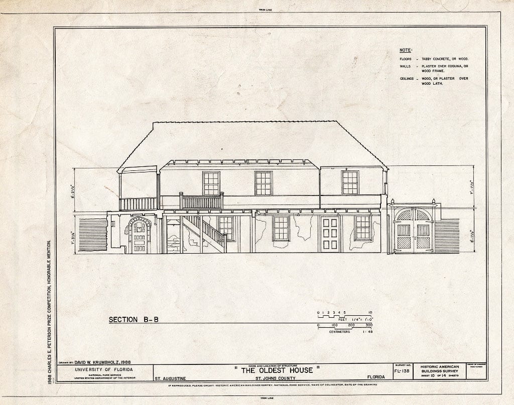 Blueprint HABS FLA,55-SAUG,11- (Sheet 10 of 14) - Gonzalez-Alvarez House, 14 Saint Francis Street, Saint Augustine, St. Johns County, FL