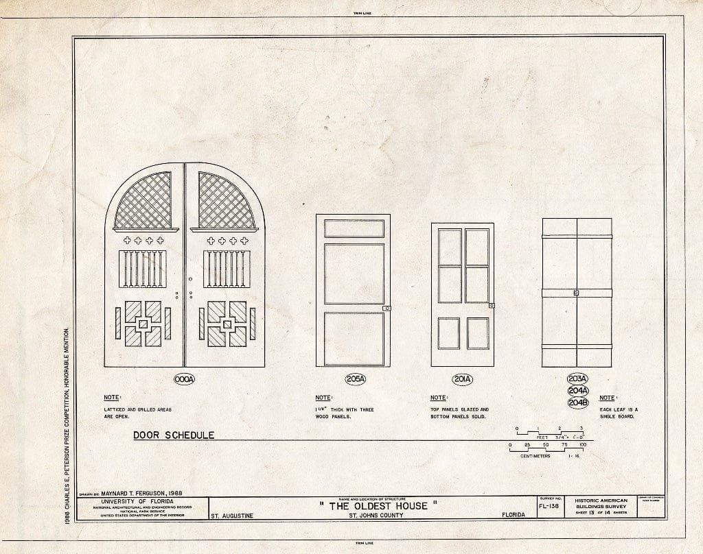 Blueprint HABS FLA,55-SAUG,11- (Sheet 13 of 14) - Gonzalez-Alvarez House, 14 Saint Francis Street, Saint Augustine, St. Johns County, FL