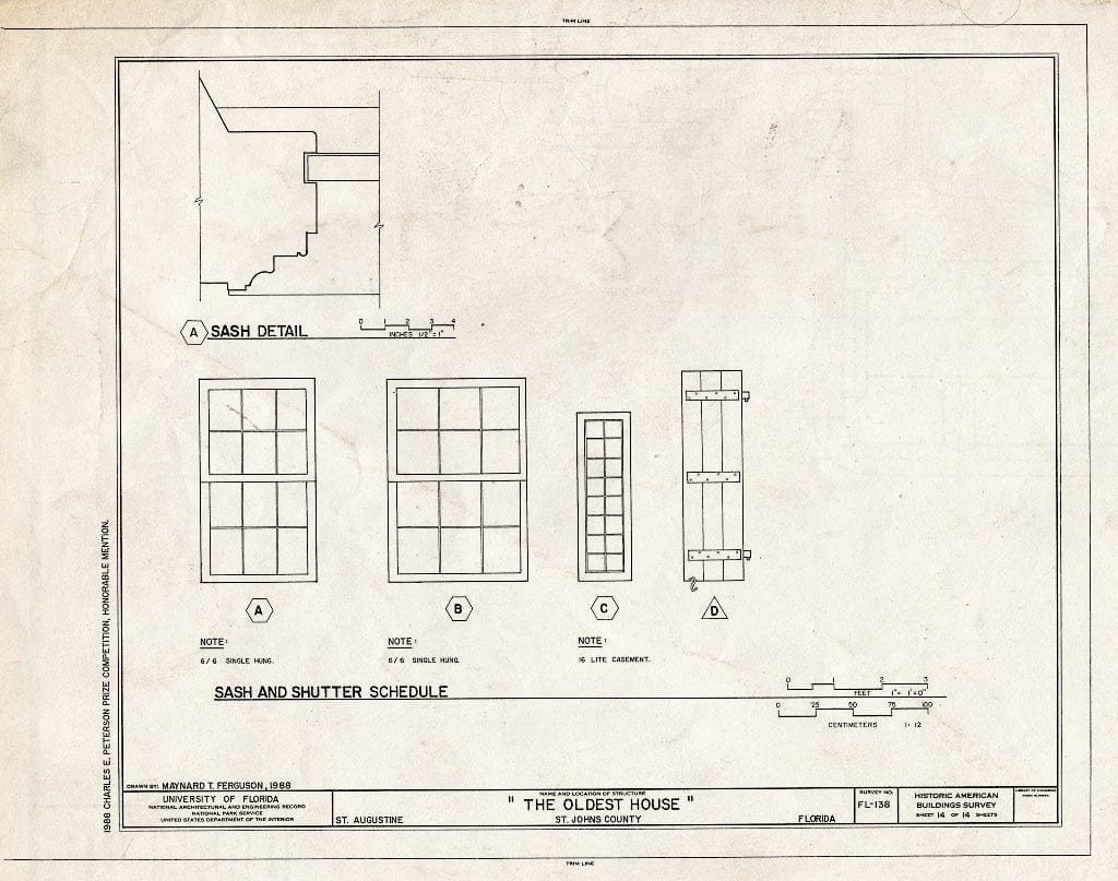 Blueprint HABS FLA,55-SAUG,11- (Sheet 14 of 14) - Gonzalez-Alvarez House, 14 Saint Francis Street, Saint Augustine, St. Johns County, FL