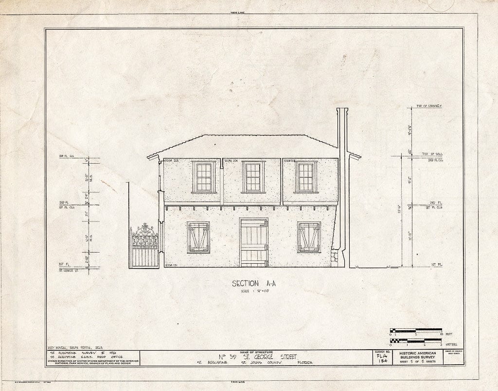 Blueprint HABS FLA,55-SAUG,32- (Sheet 5 of 5) - Minorcan Chapel, 39 Saint George Street, Saint Augustine, St. Johns County, FL