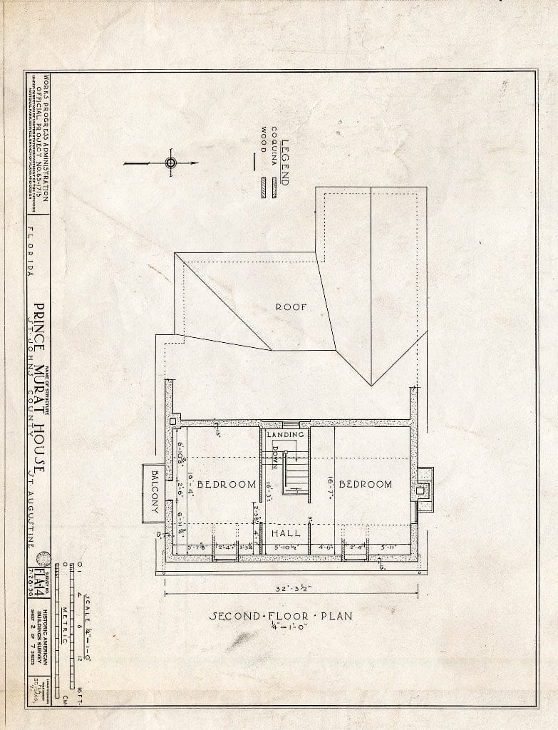 Blueprint HABS FLA,55-SAUG,7- (Sheet 2 of 7) - Huertas-Canova House, 250 Saint George Street, Saint Augustine, St. Johns County, FL