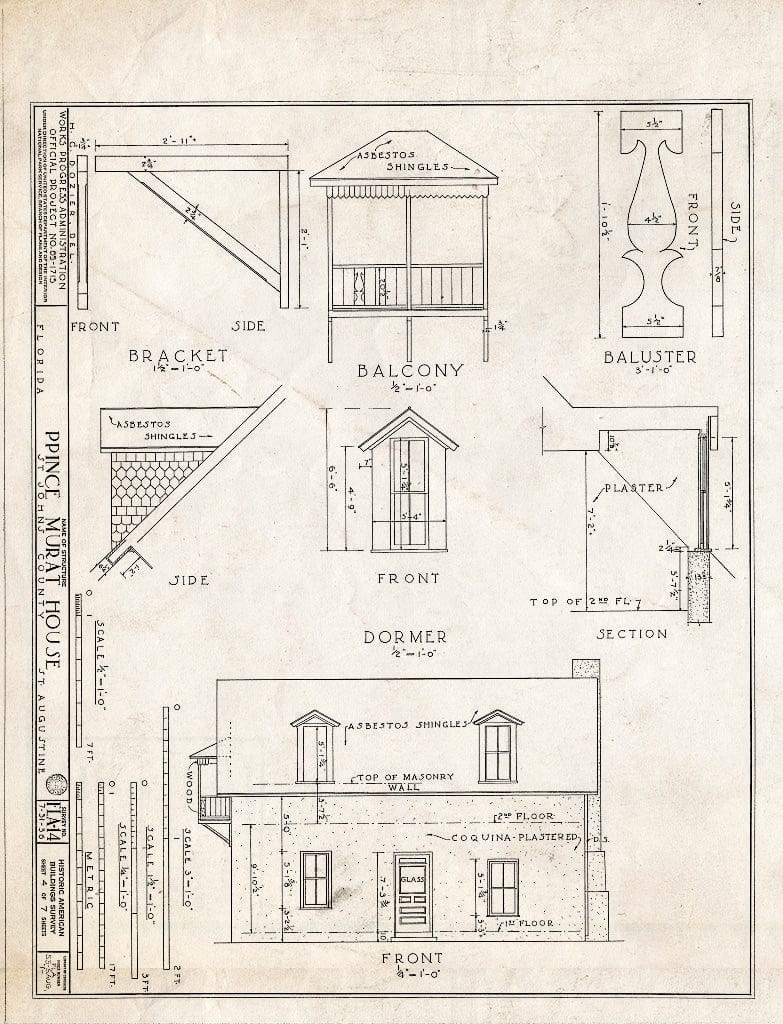 Blueprint HABS FLA,55-SAUG,7- (Sheet 4 of 7) - Huertas-Canova House, 250 Saint George Street, Saint Augustine, St. Johns County, FL