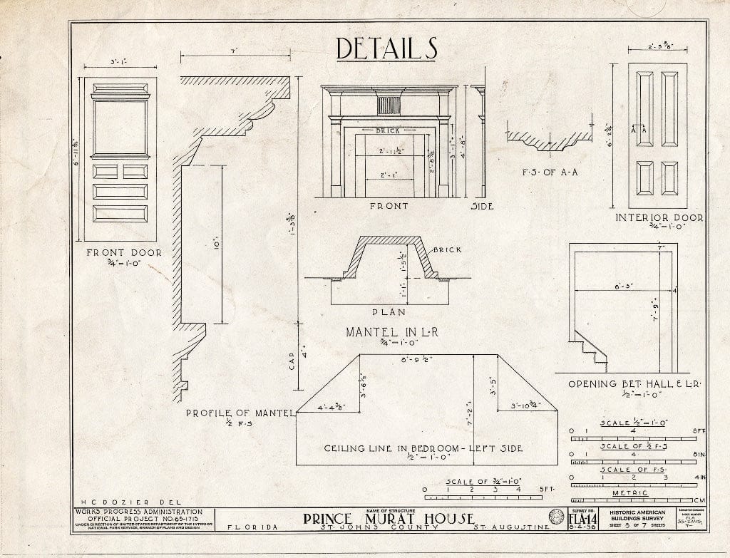 Blueprint HABS FLA,55-SAUG,7- (Sheet 5 of 7) - Huertas-Canova House, 250 Saint George Street, Saint Augustine, St. Johns County, FL