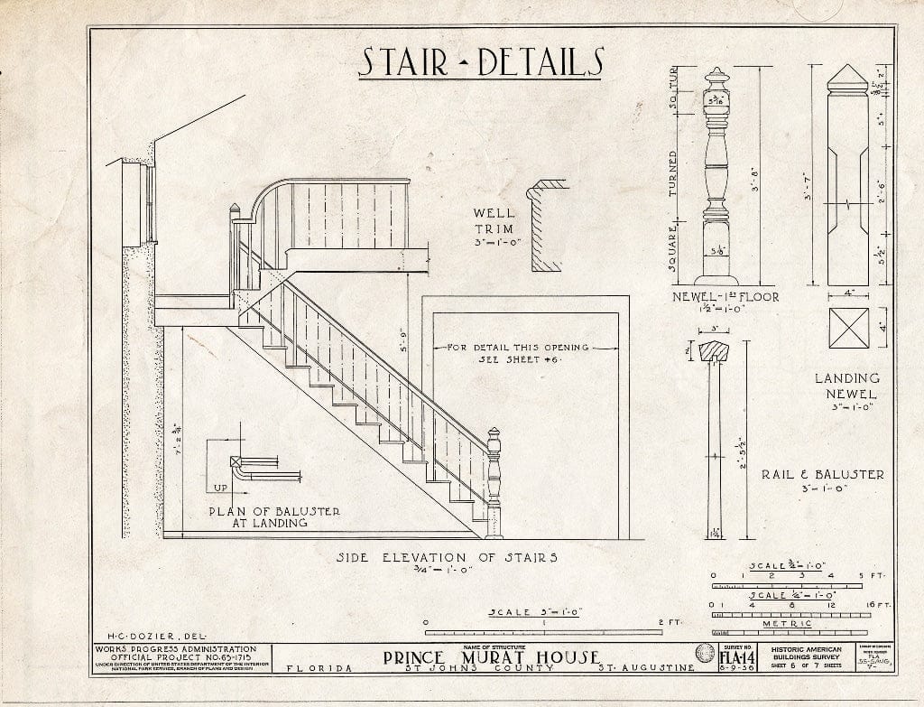 Blueprint HABS FLA,55-SAUG,7- (Sheet 6 of 7) - Huertas-Canova House, 250 Saint George Street, Saint Augustine, St. Johns County, FL