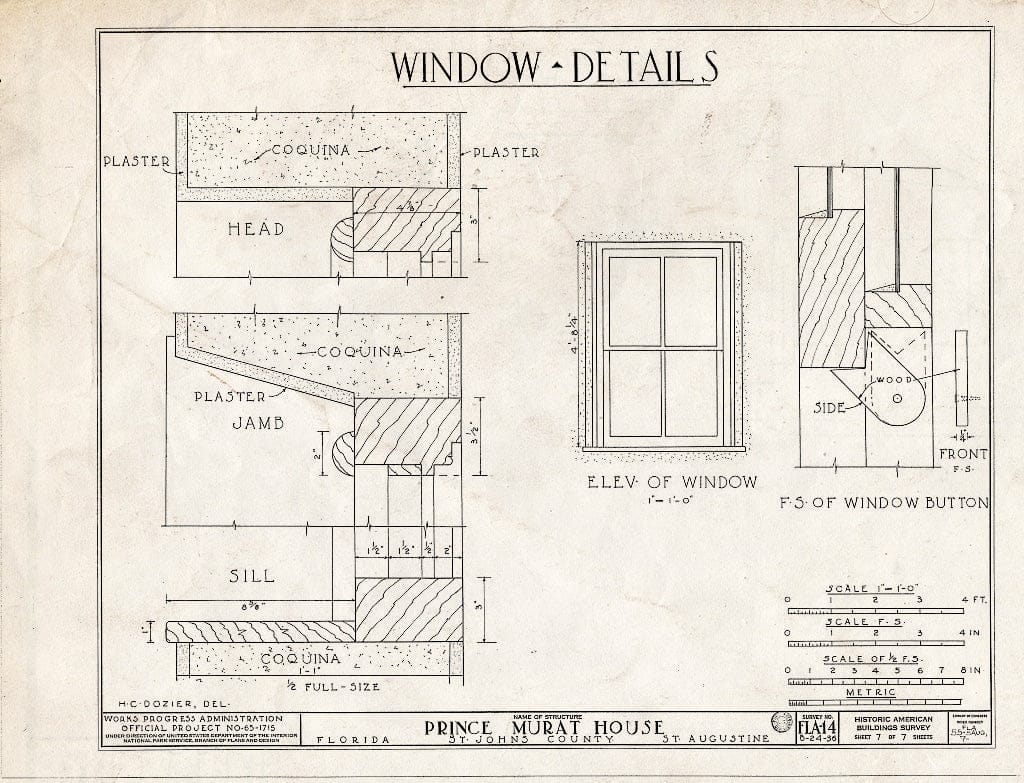 Blueprint HABS FLA,55-SAUG,7- (Sheet 7 of 7) - Huertas-Canova House, 250 Saint George Street, Saint Augustine, St. Johns County, FL