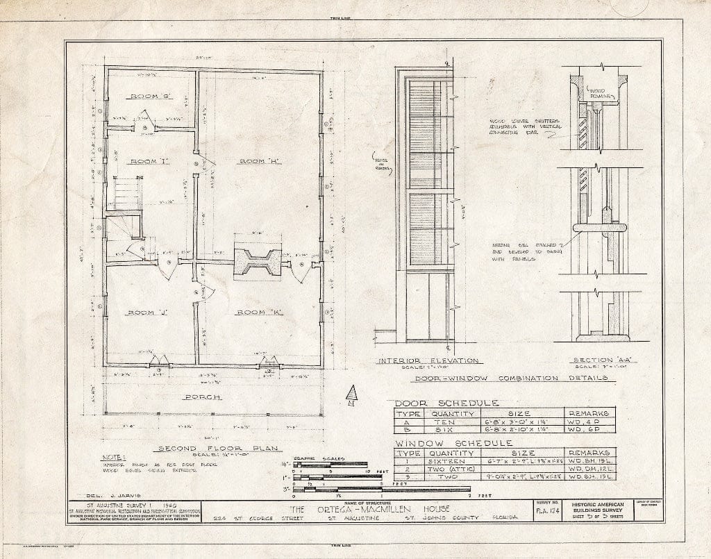Blueprint HABS FLA,55-SAUG,24- (Sheet 3 of 3) - Ortega-MacMillan House, 224 Saint George Street, Saint Augustine, St. Johns County, FL