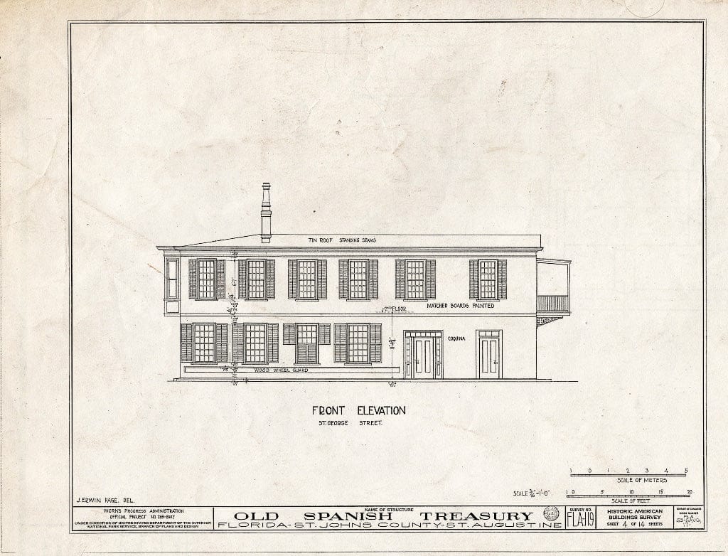 Blueprint HABS FLA,55-SAUG,17- (Sheet 4 of 14) - Old Spanish Treasury, 143 Saint George & Treasury Streets, Saint Augustine, St. Johns County, FL