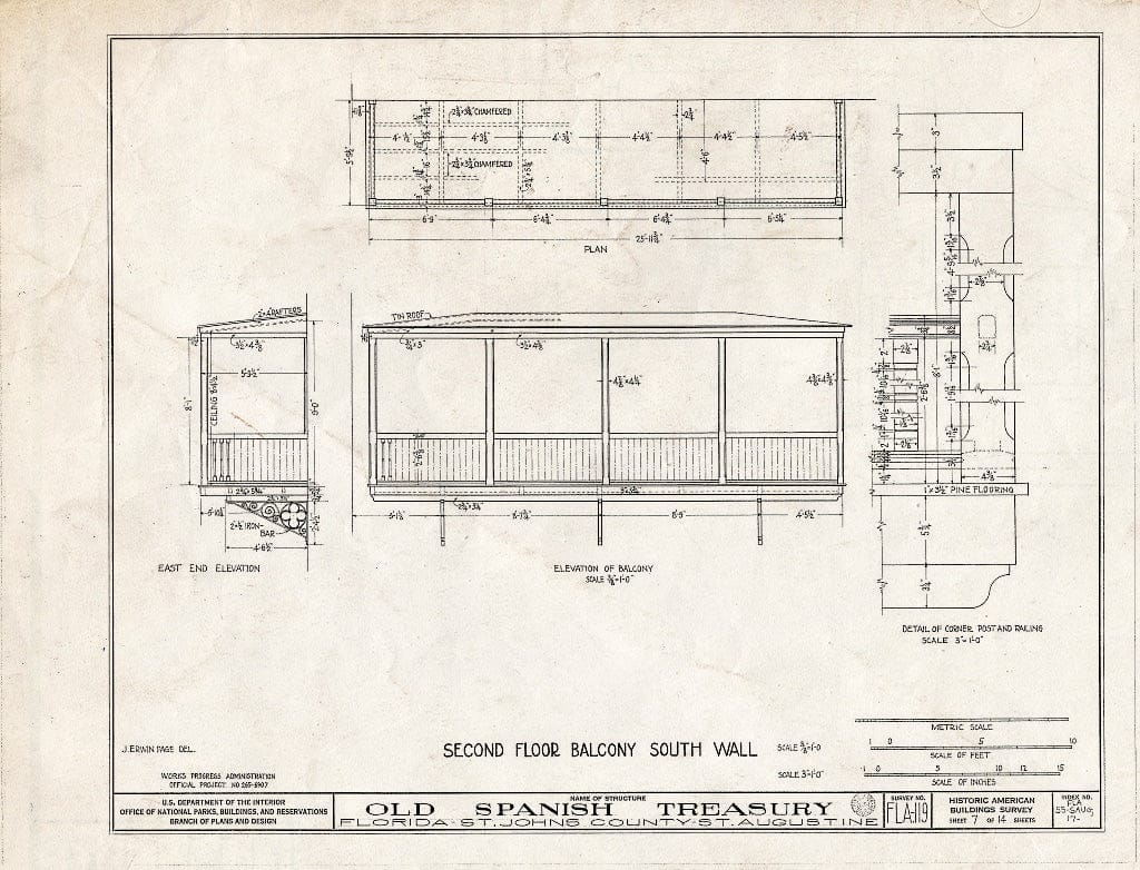 Blueprint HABS FLA,55-SAUG,17- (Sheet 7 of 14) - Old Spanish Treasury, 143 Saint George & Treasury Streets, Saint Augustine, St. Johns County, FL