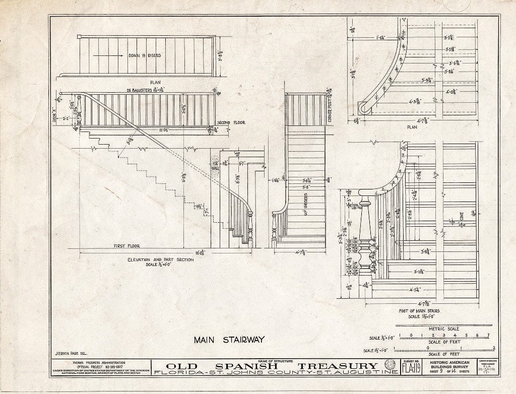 Blueprint HABS FLA,55-SAUG,17- (Sheet 9 of 14) - Old Spanish Treasury, 143 Saint George & Treasury Streets, Saint Augustine, St. Johns County, FL