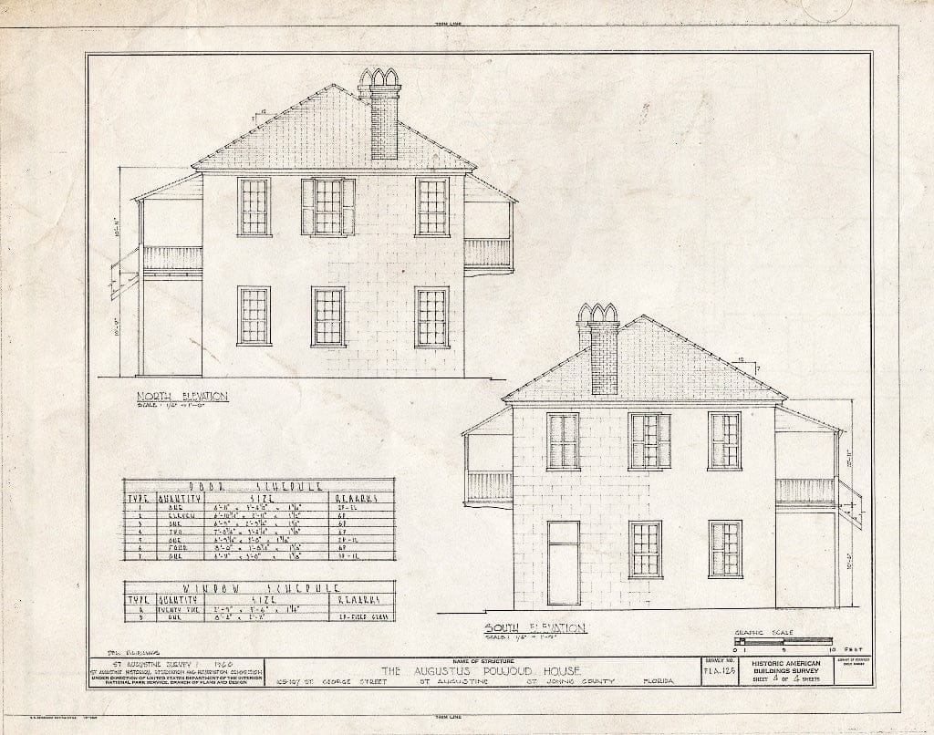 Blueprint HABS FLA,55-SAUG,4- (Sheet 4 of 4) - Augustus Poujoud House, 105-107 Saint George Street, Saint Augustine, St. Johns County, FL