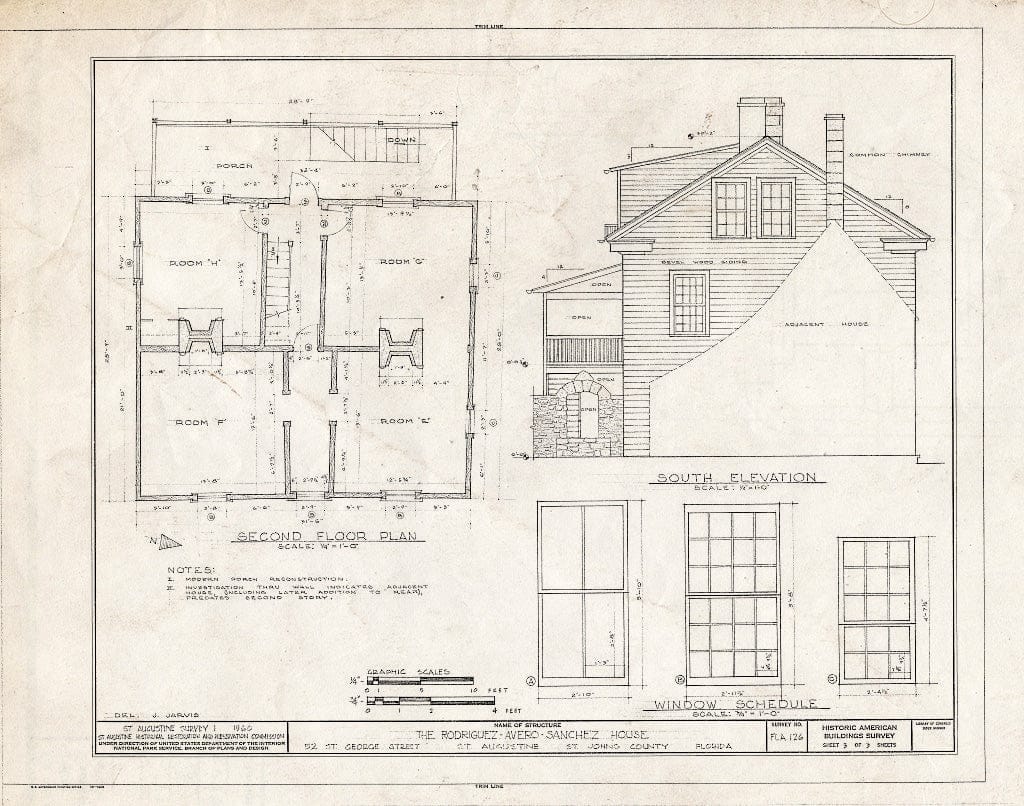 Blueprint HABS FLA,55-SAUG,25- (Sheet 3 of 3) - Rodriguez-Avero-Sanchez House, 52 Saint George Street, Saint Augustine, St. Johns County, FL