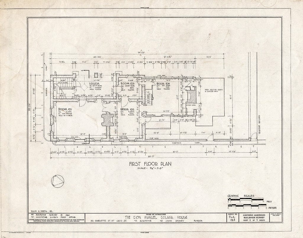 Blueprint HABS FLA,55-SAUG,31- (Sheet 2 of 5) - Don Manuel Solana House, 20 Charlotte Street, Saint Augustine, St. Johns County, FL