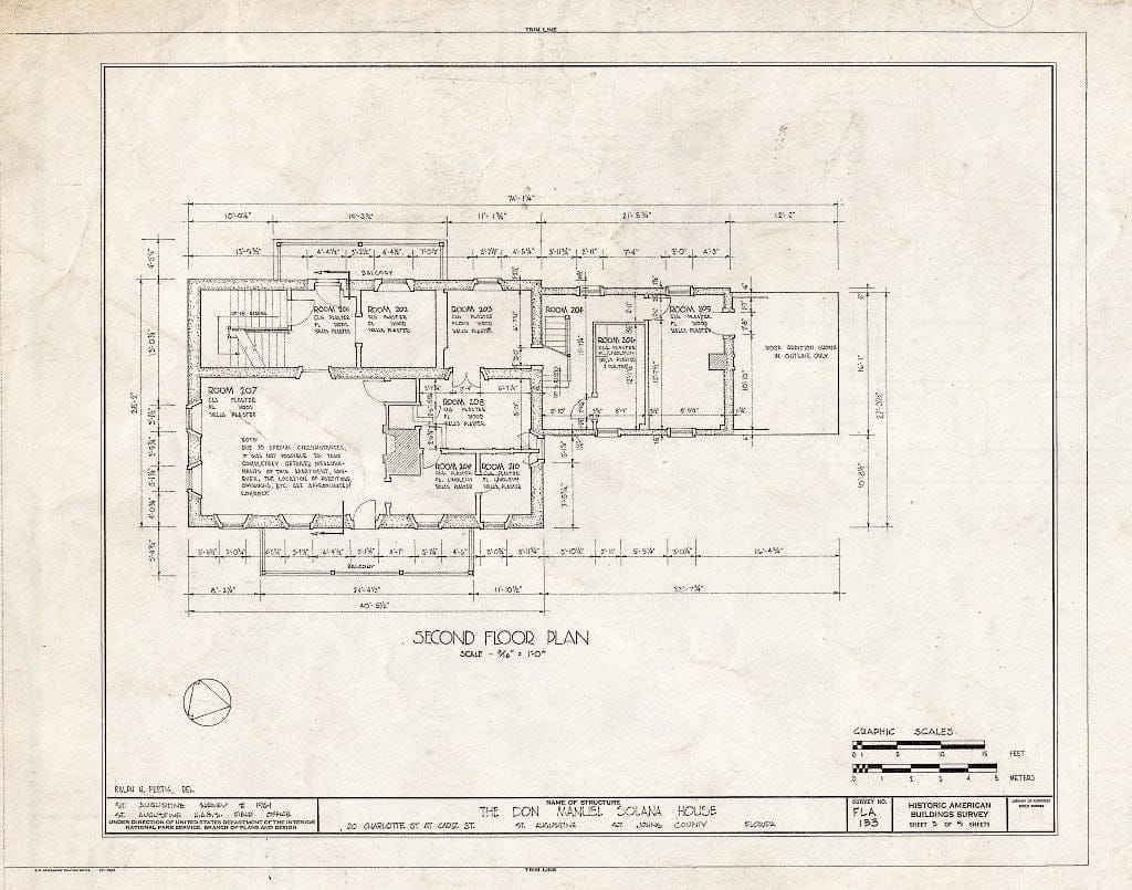 Blueprint HABS FLA,55-SAUG,31- (Sheet 3 of 5) - Don Manuel Solana House, 20 Charlotte Street, Saint Augustine, St. Johns County, FL