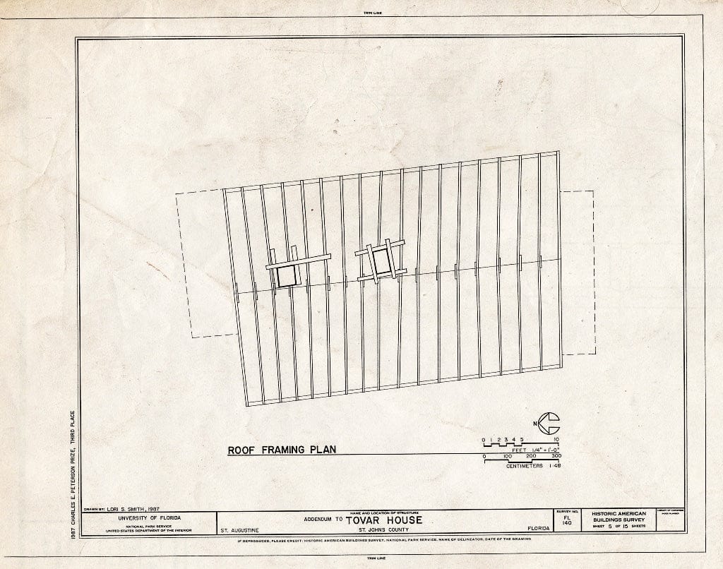 Blueprint HABS FLA,55-SAUG,36- (Sheet 5 of 15) - Don Joseph Tovar House, 22 Saint Francis Street, Saint Augustine, St. Johns County, FL