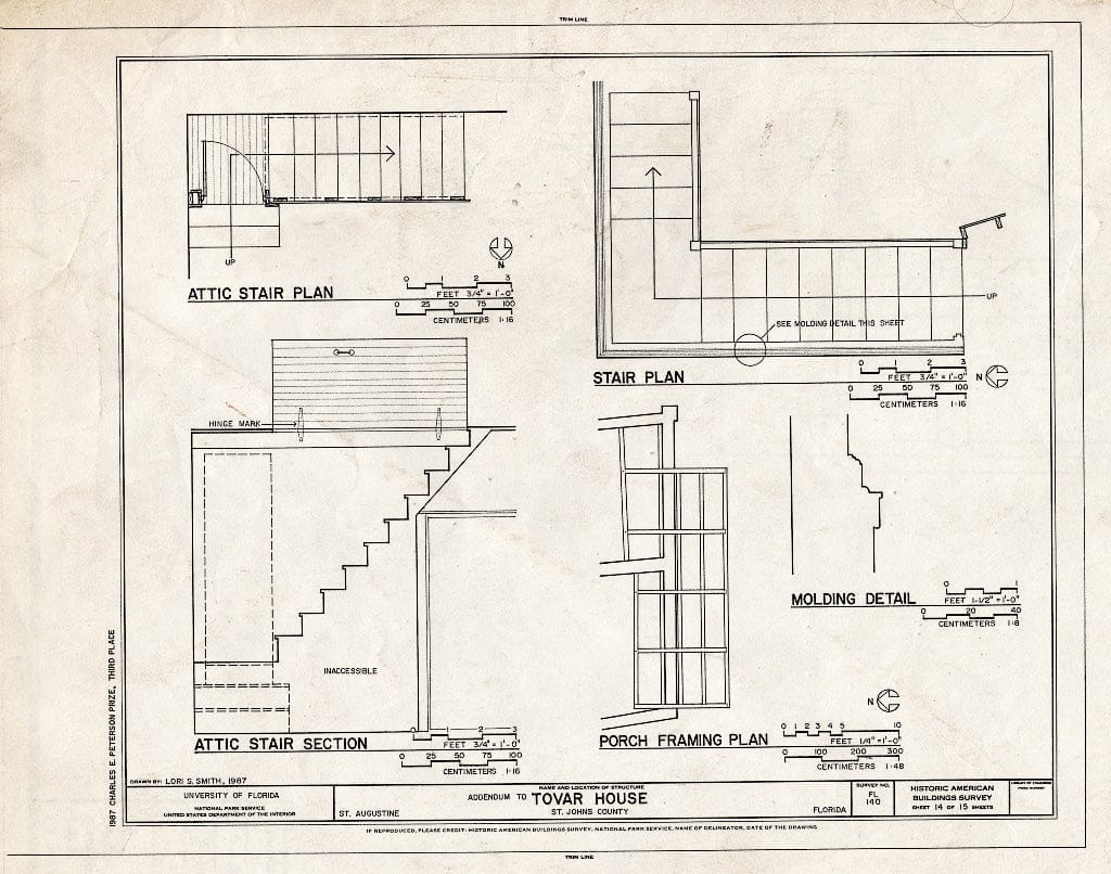 Blueprint HABS FLA,55-SAUG,36- (Sheet 14 of 15) - Don Joseph Tovar House, 22 Saint Francis Street, Saint Augustine, St. Johns County, FL