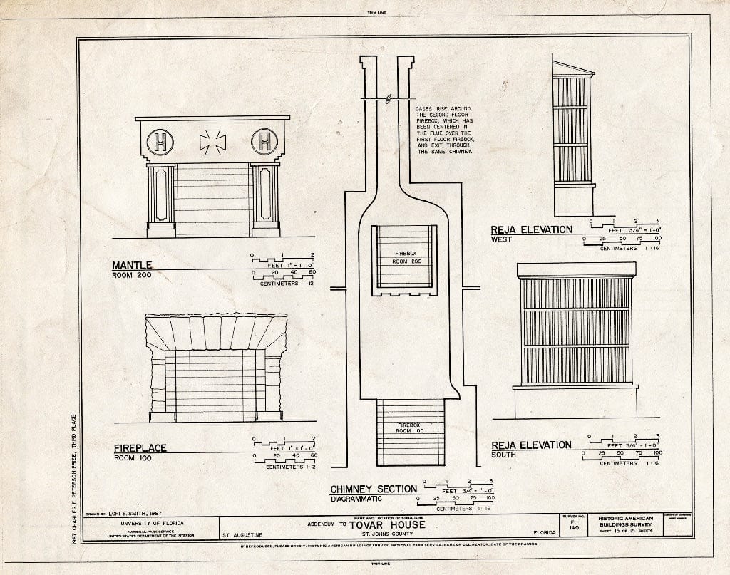 Blueprint HABS FLA,55-SAUG,36- (Sheet 15 of 15) - Don Joseph Tovar House, 22 Saint Francis Street, Saint Augustine, St. Johns County, FL
