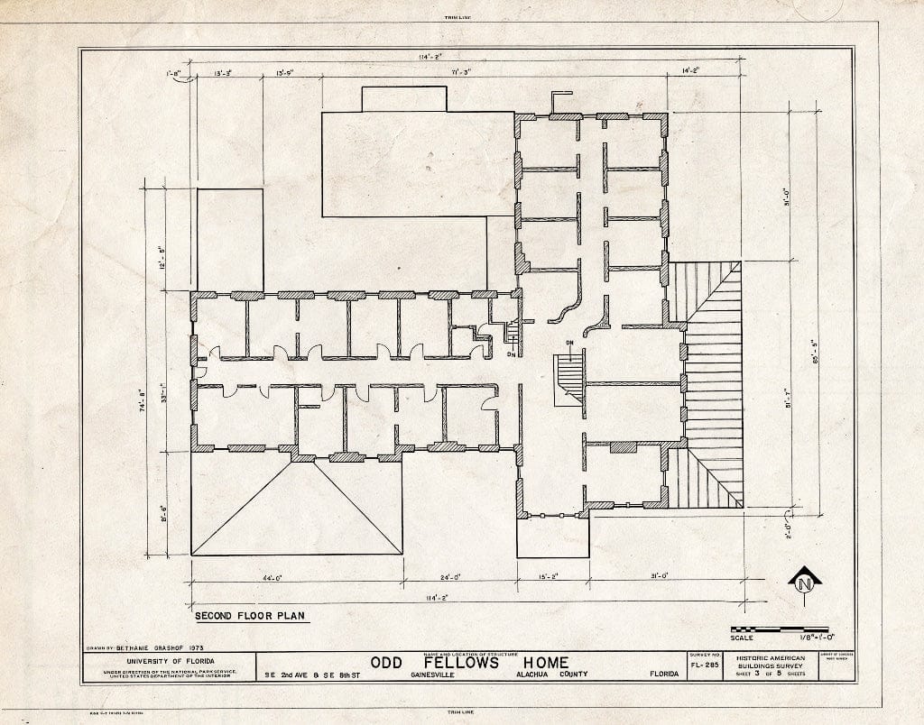 Blueprint HABS FLA,1-GAINV,4- (Sheet 3 of 5) - Odd Fellows Home, Southeast Second Street & Southeast Eighth Street, Gainesville, Alachua County, FL