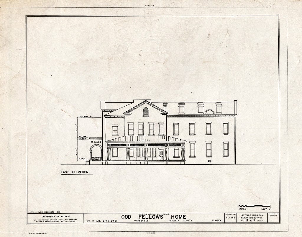 Blueprint HABS FLA,1-GAINV,4- (Sheet 5 of 5) - Odd Fellows Home, Southeast Second Street & Southeast Eighth Street, Gainesville, Alachua County, FL