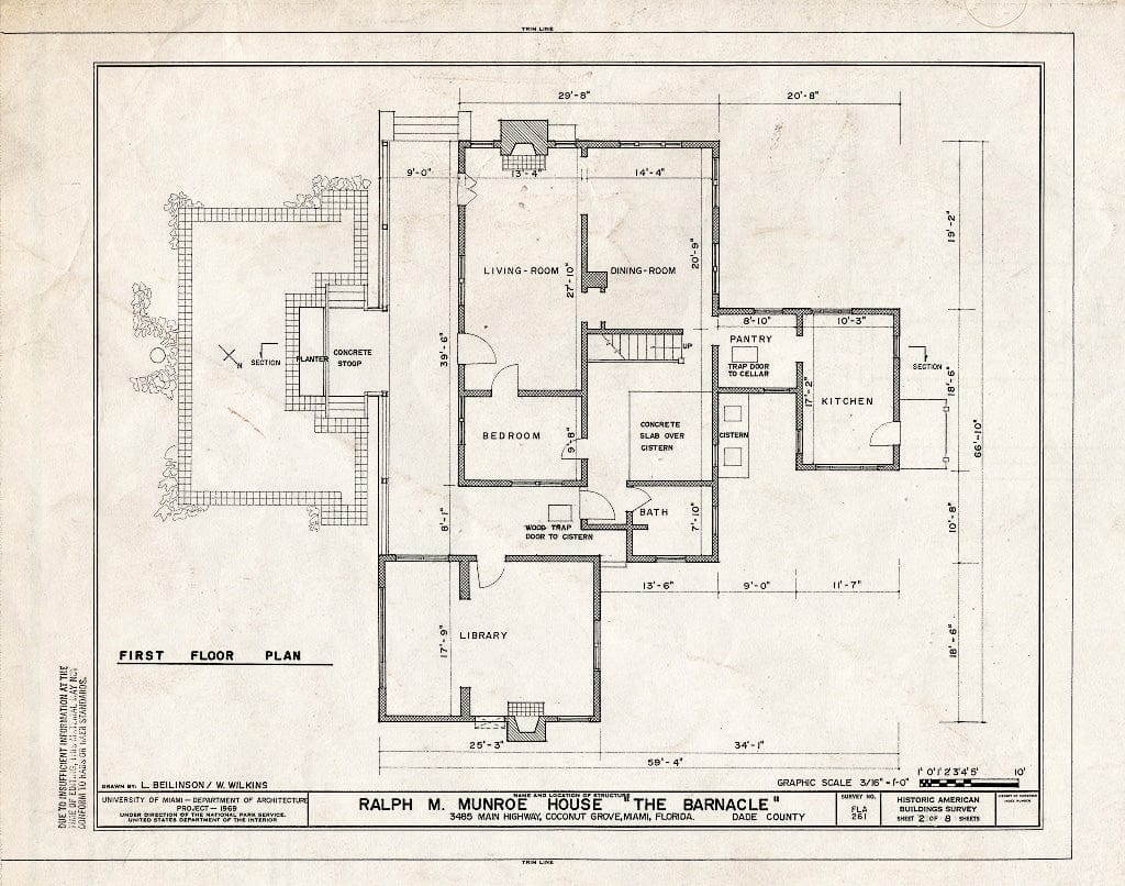 Blueprint HABS FLA,12-MIAM,32- (Sheet 2 of 8) - Ralph M. Munroe House, 3485 Main Highway, Coconut Grove, Miami, Miami-Dade County, FL