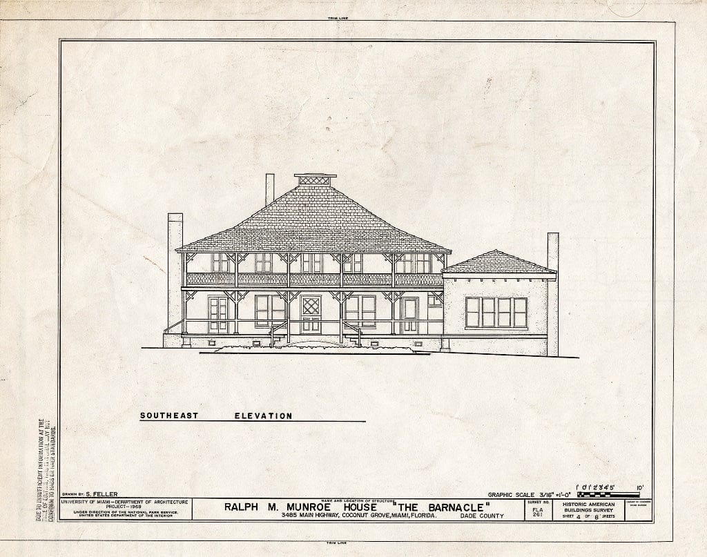 Blueprint HABS FLA,12-MIAM,32- (Sheet 4 of 8) - Ralph M. Munroe House, 3485 Main Highway, Coconut Grove, Miami, Miami-Dade County, FL