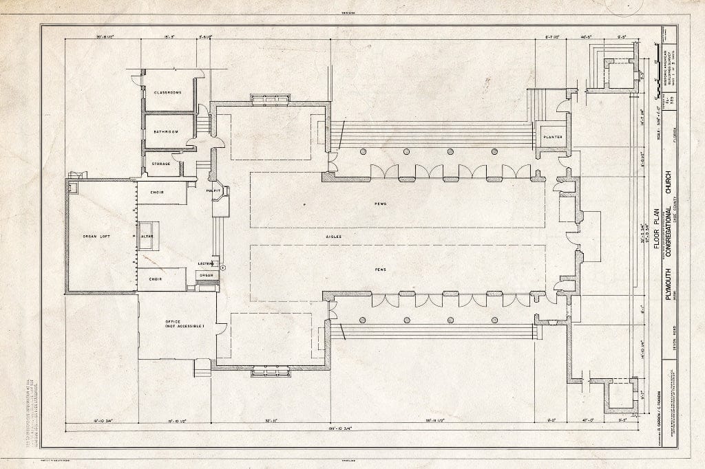 Blueprint HABS FLA,13-MIAM,33- (Sheet 1 of 3) - Plymouth Congregational Church, Devon Road, Miami, Miami-Dade County, FL