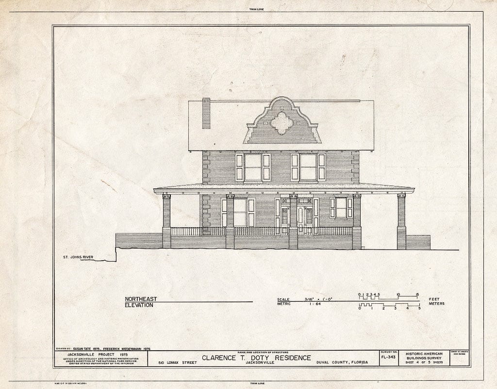 Blueprint HABS FLA,16-Jack,7- (Sheet 4 of 5) - Clarence T. Doty Residence, 510 Lomax Street, Jacksonville, Duval County, FL