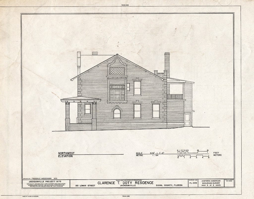 Blueprint HABS FLA,16-Jack,7- (Sheet 5 of 5) - Clarence T. Doty Residence, 510 Lomax Street, Jacksonville, Duval County, FL