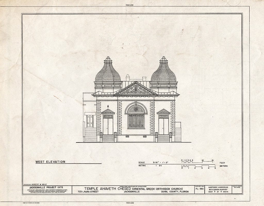 Blueprint HABS FLA,16-Jack,5- (Sheet 3 of 4) - Ahaveth Chesed Synogogue, 723 Laura Street, Jacksonville, Duval County, FL