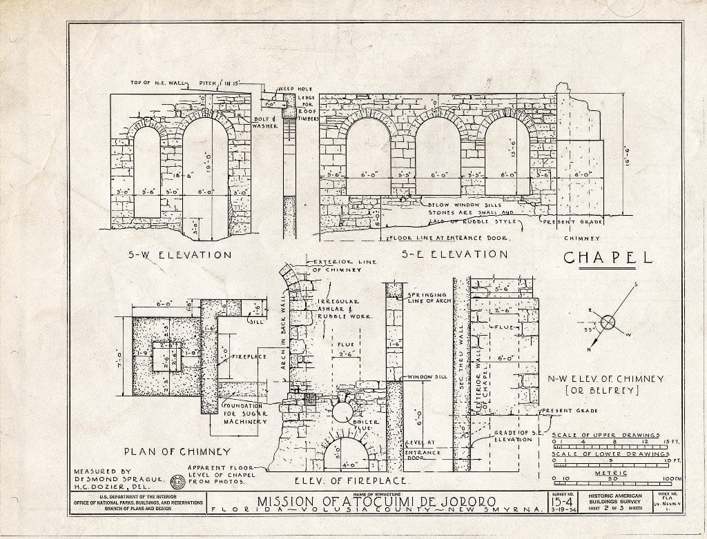 Blueprint HABS FLA,64-NESM.V,1- (Sheet 2 of 3) - New Smyrna Sugar Mill (Ruins), New Smyrna (Historical), Volusia County, FL