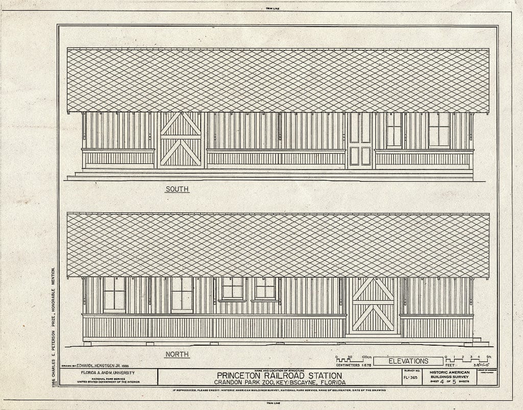Blueprint HABS FLA,13-KYBI,1- (Sheet 4 of 5) - Princeton Railroad Station, Crandon Park Zoo, Key Biscayne, Miami-Dade County, FL