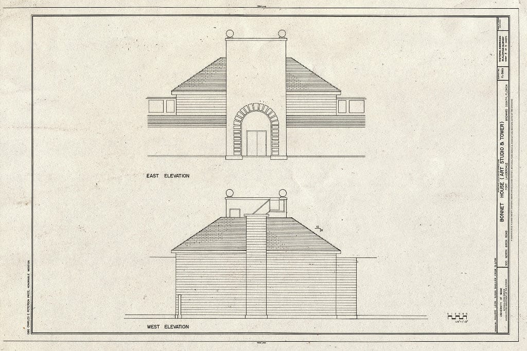 Blueprint HABS FLA,6-FOLAU,1A- (Sheet 2 of 3) - Bonnet House, Art Studio & Tower, 900 North Birch Road, Fort Lauderdale, Broward County, FL